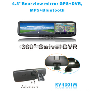 4.3 inch car rearview mirror GPS with DVR
